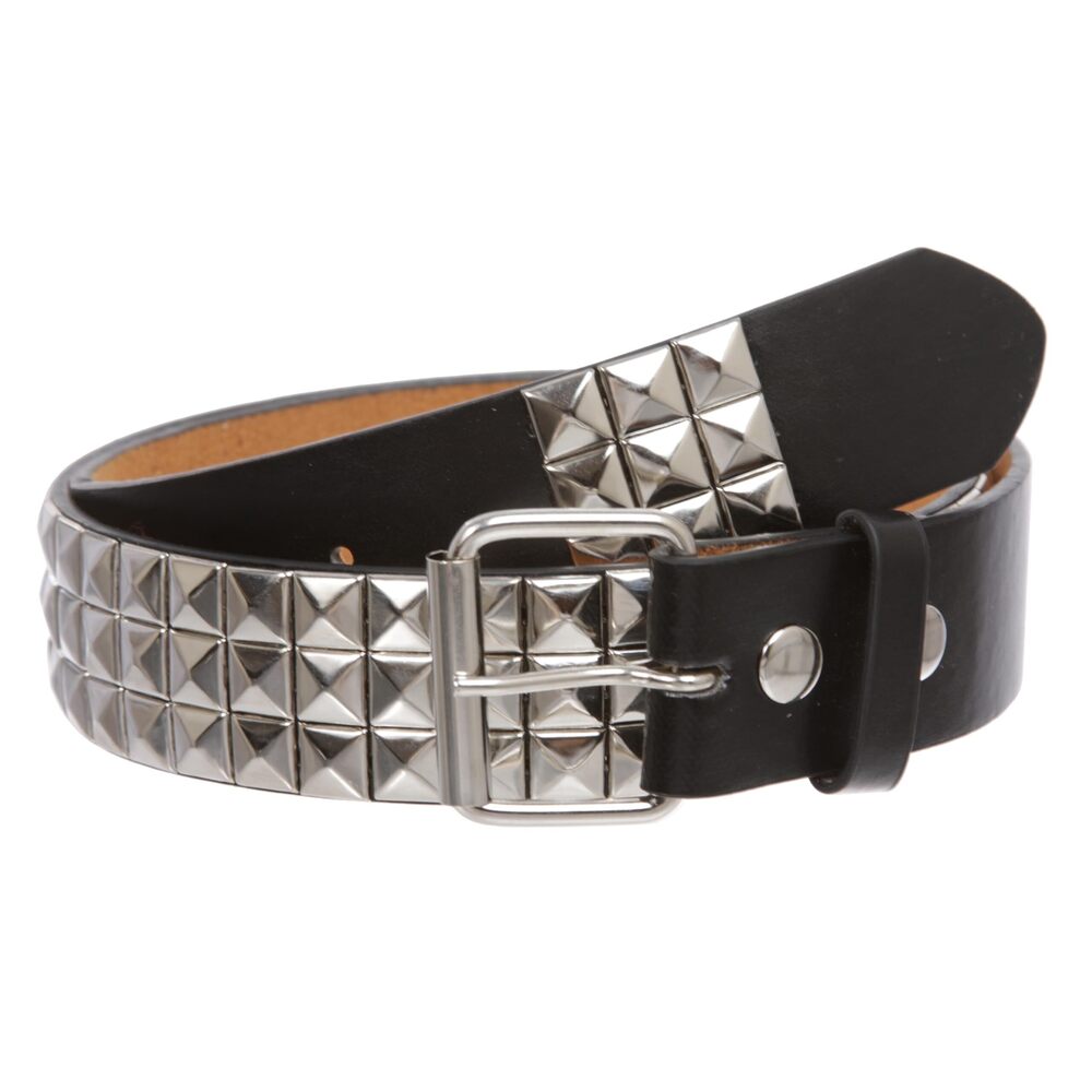 1936 Snap On Punk Rock Star Pyramid Studded Checker Board Leather Belt